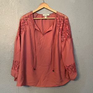 EUC Ella Moon Lace Pink Blush Balloon Long Sleeves Size Medium